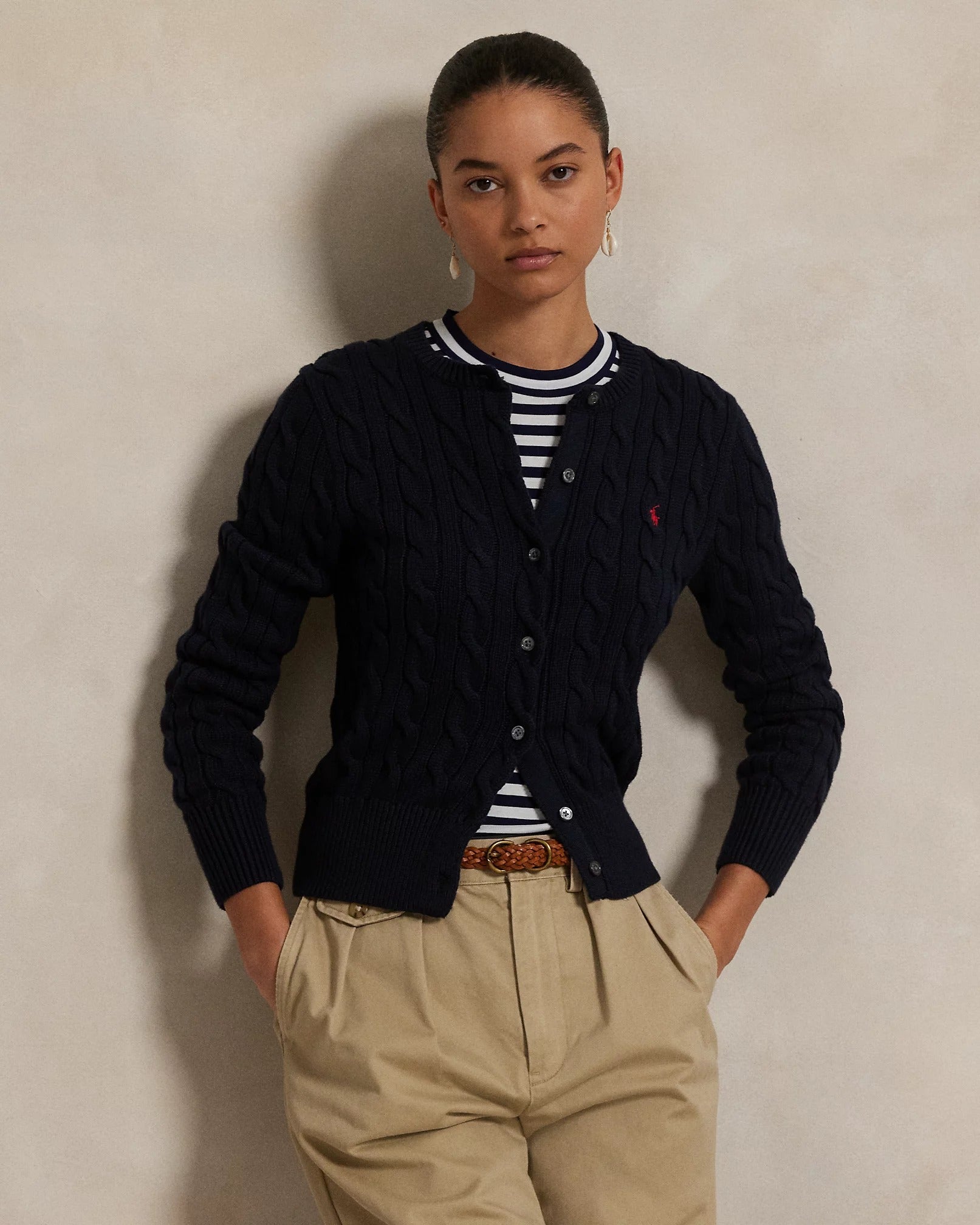Cardigan R&amp;L | Cotton cable knit